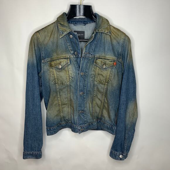 JOOP! Jeans Distressed Brown Washed Grunge Jean Jacket Sz 48 - Picture 1 of 6